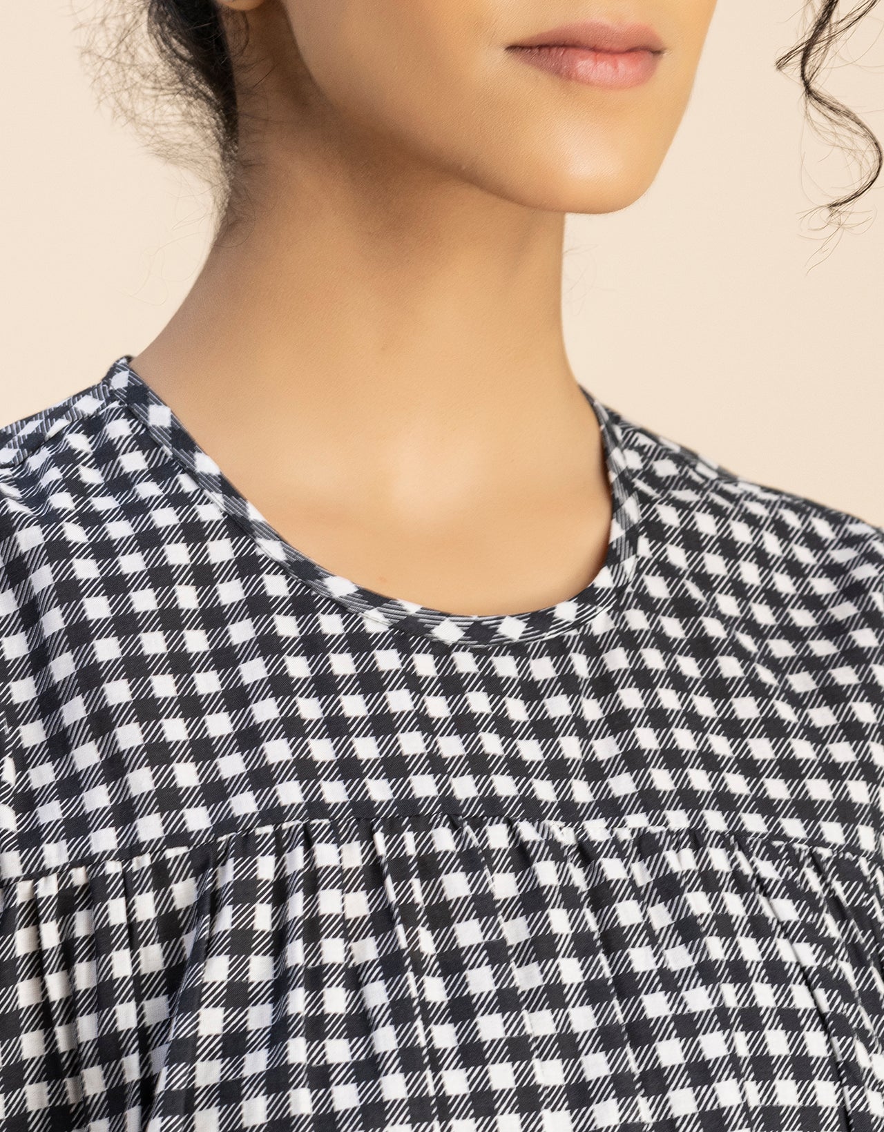 Printed Cotton Short Sleeve Round Neck Top