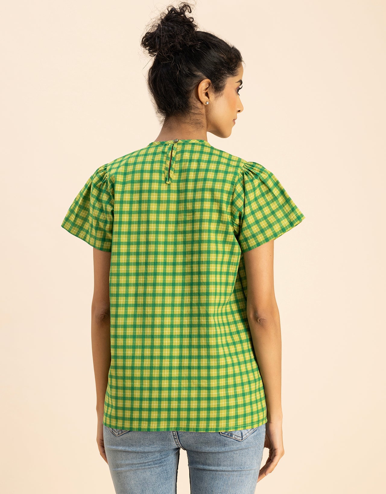 Printed Cotton Short Sleeve Round Neck Top