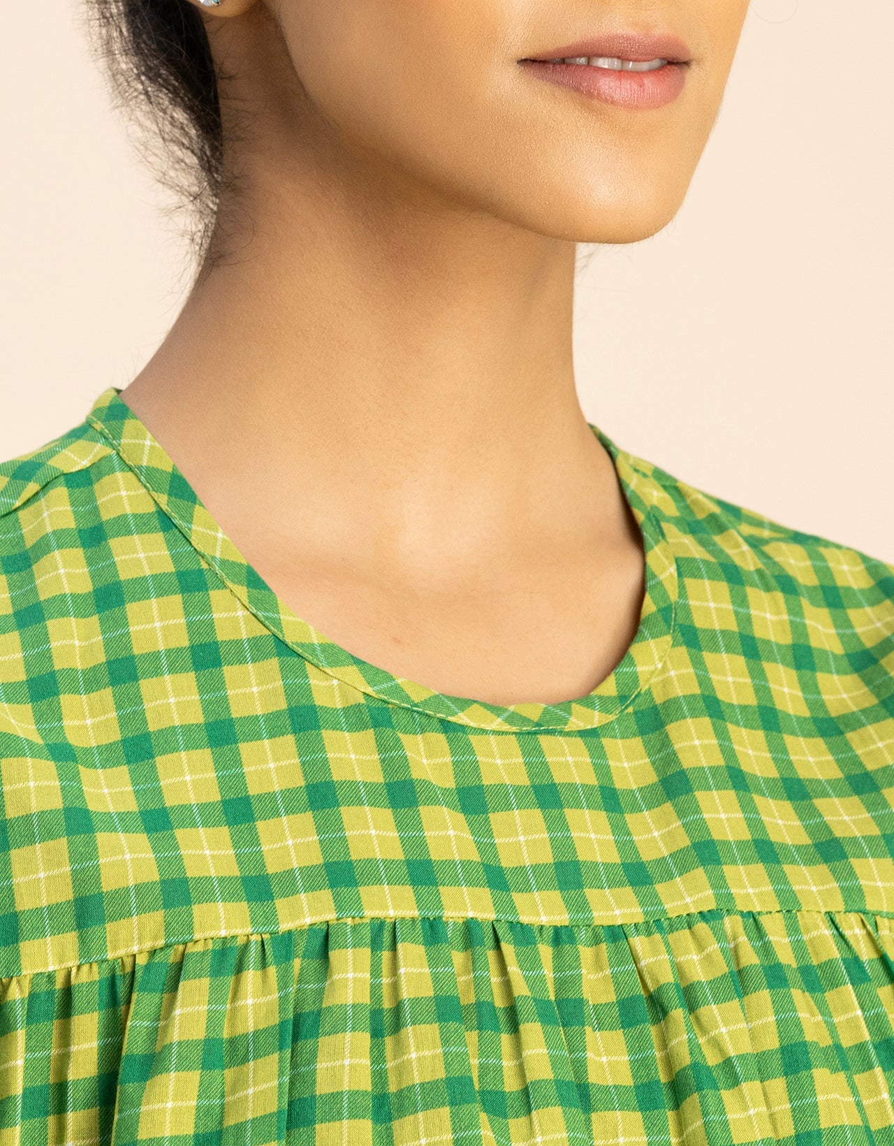 Printed Cotton Short Sleeve Round Neck Top