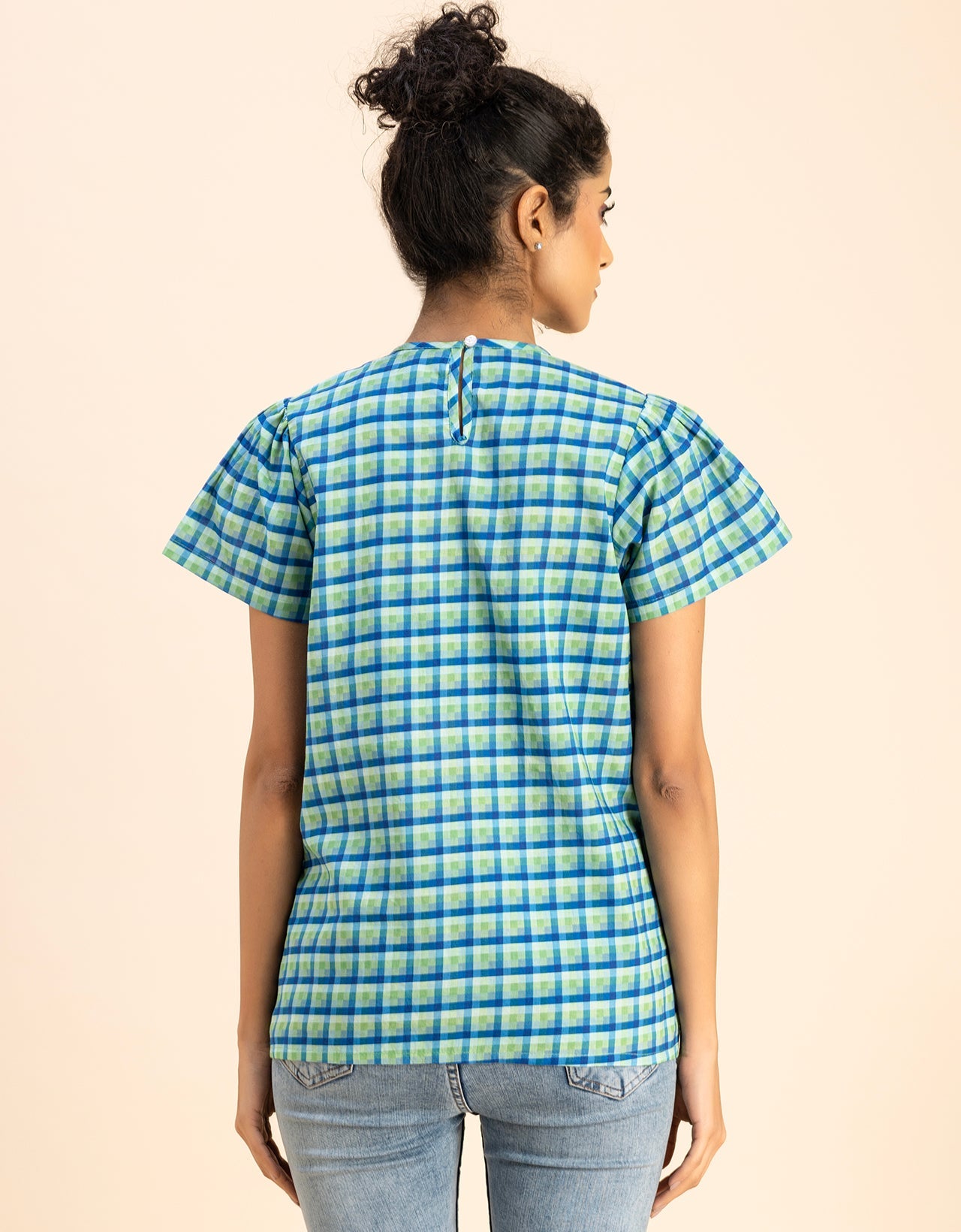 Printed Cotton Short Sleeve Round Neck Top