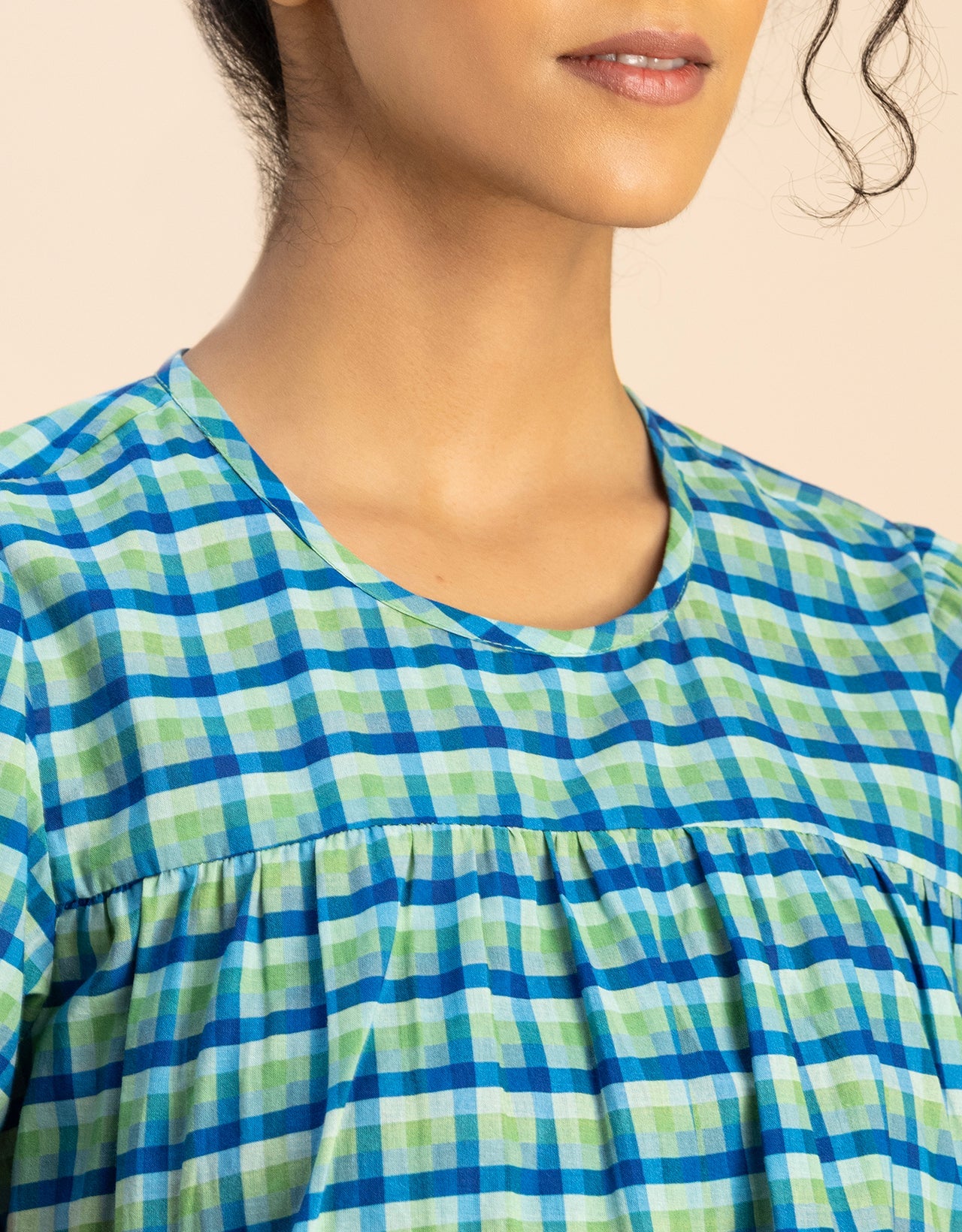 Printed Cotton Short Sleeve Round Neck Top