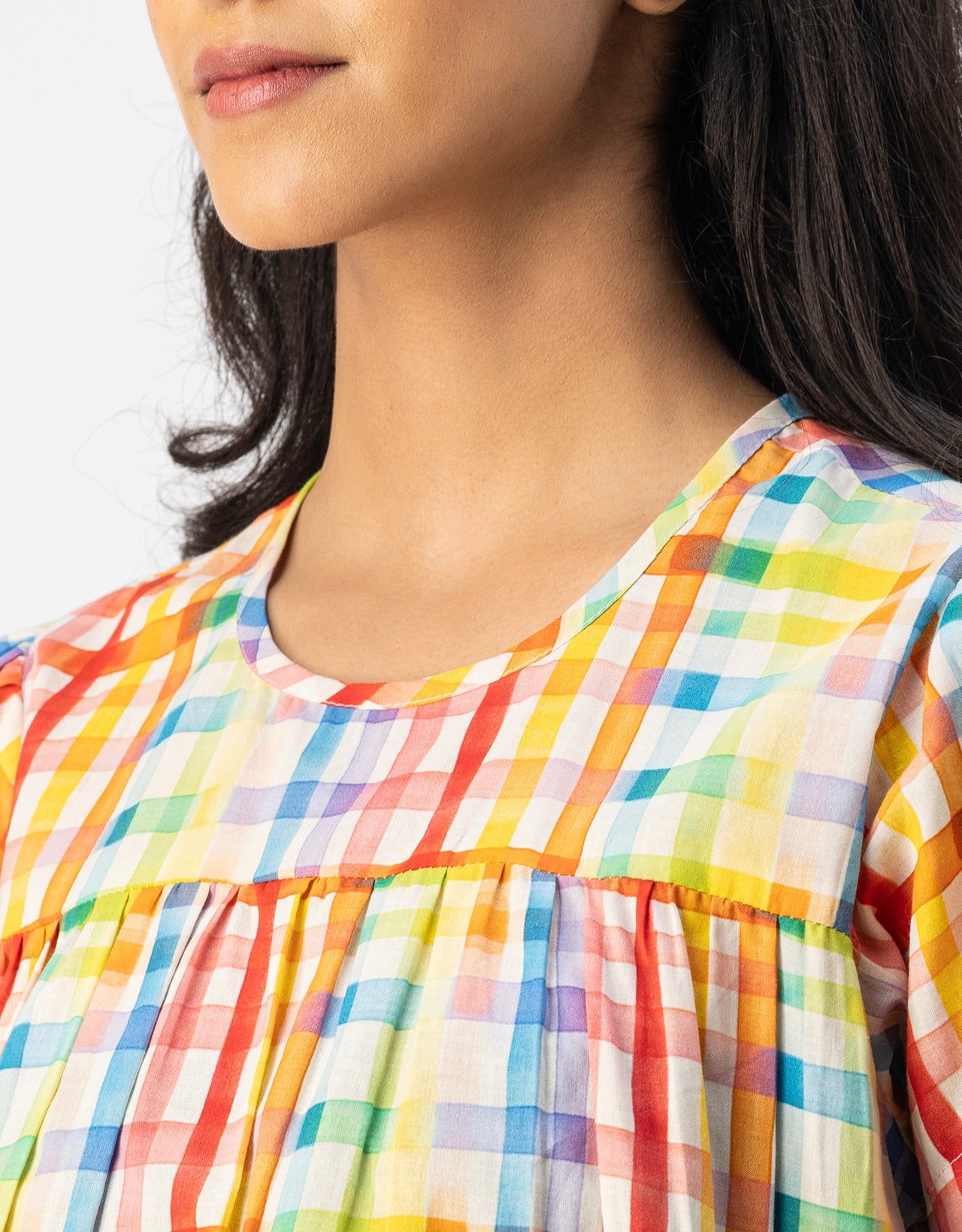 Printed Cotton Short Sleeve Round Neck Top