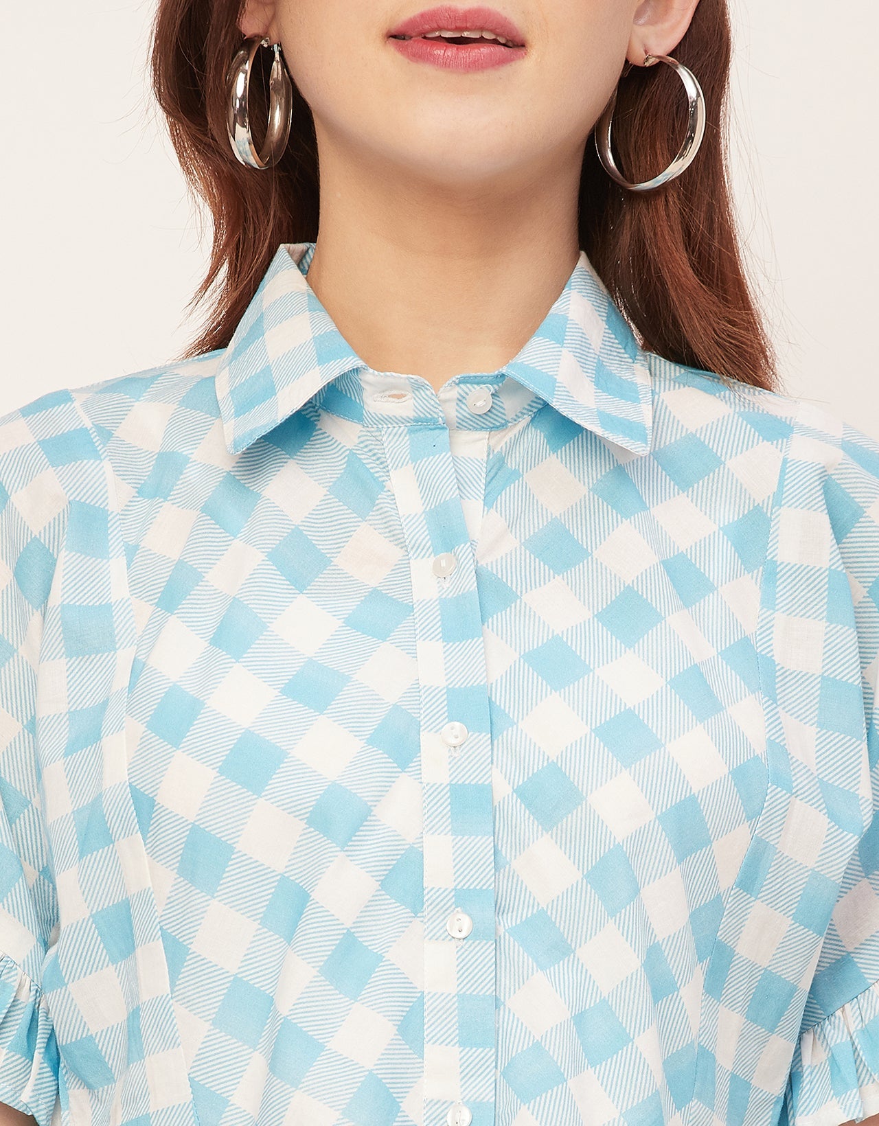 Printed Cotton Short Sleeve Peplum Top