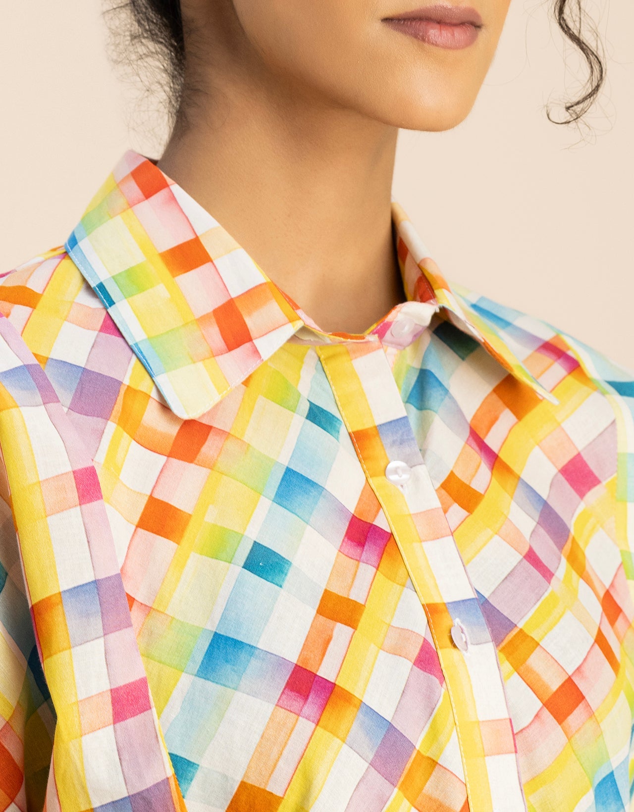 Printed Cotton Short Sleeve Peplum Top
