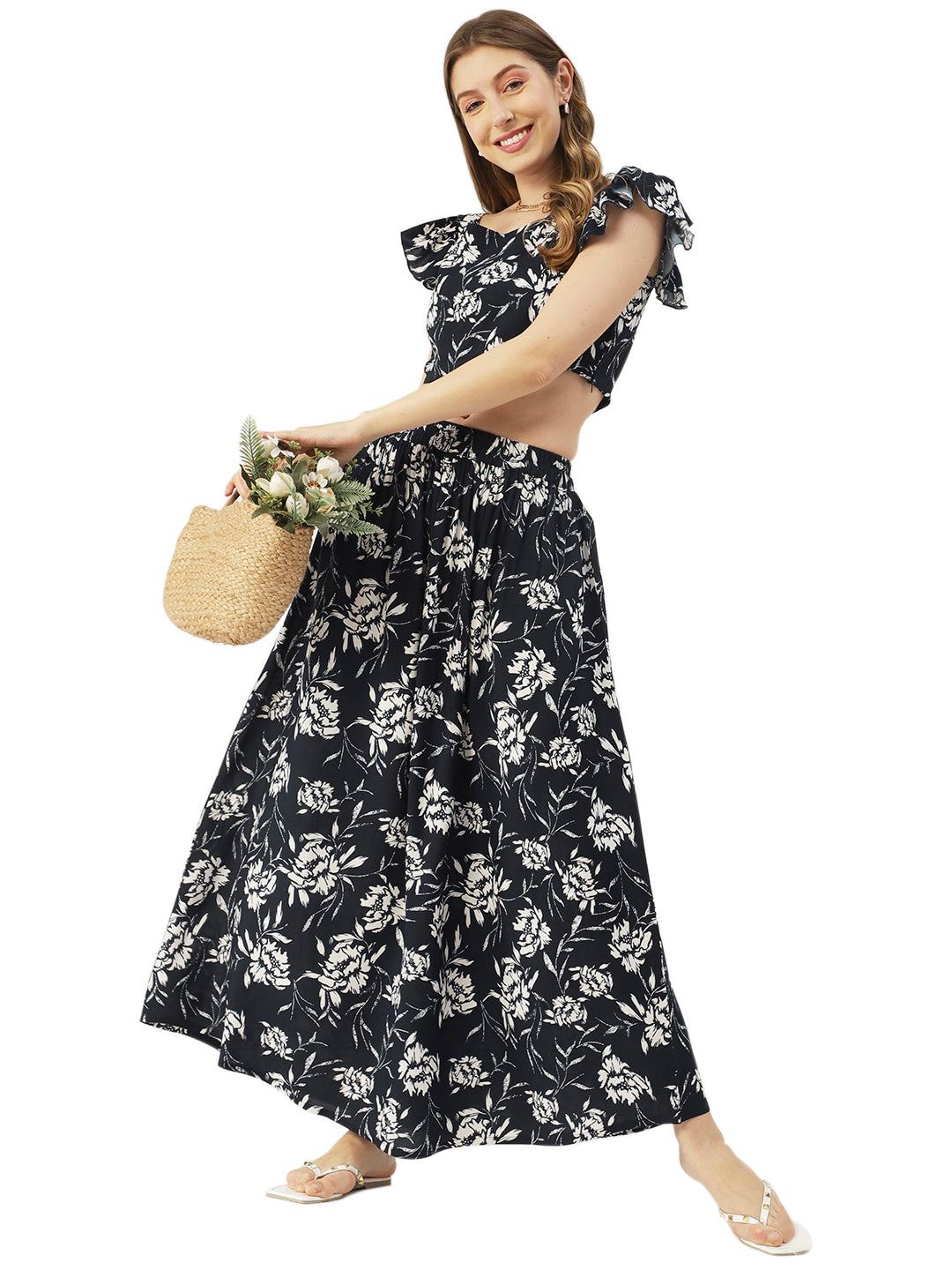 Summer Coord Set, Viscose 2 Pcs Crop