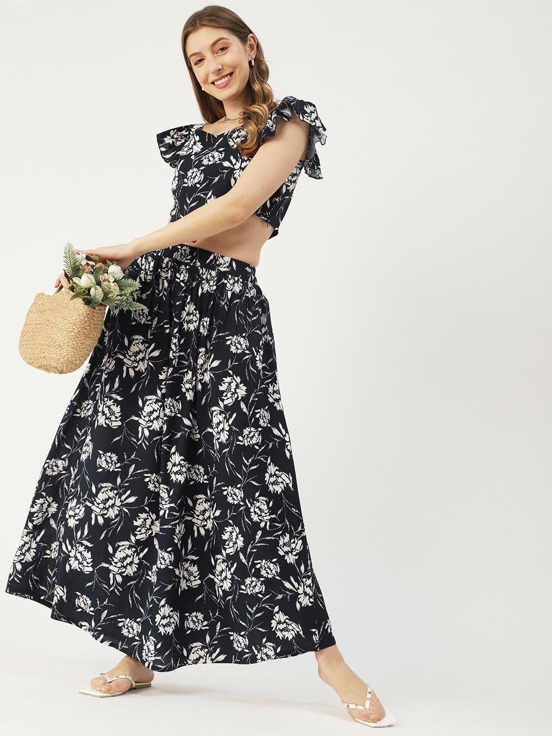 Summer Coord Set, Viscose 2 Pcs Crop