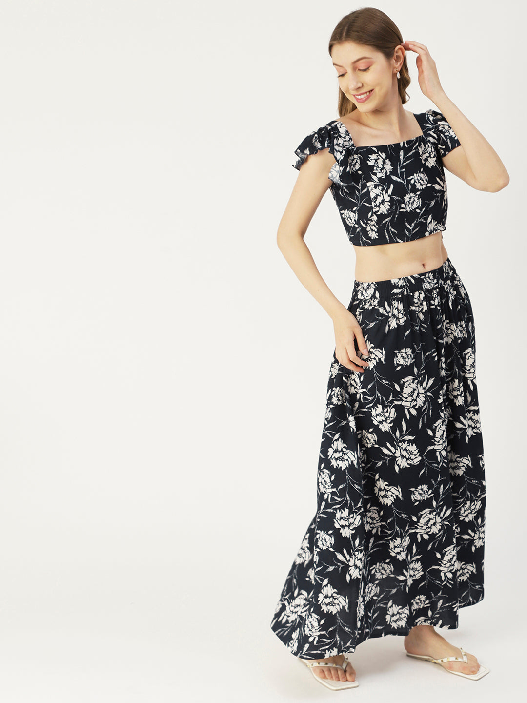 Summer Coord Set, Viscose 2 Pcs Crop