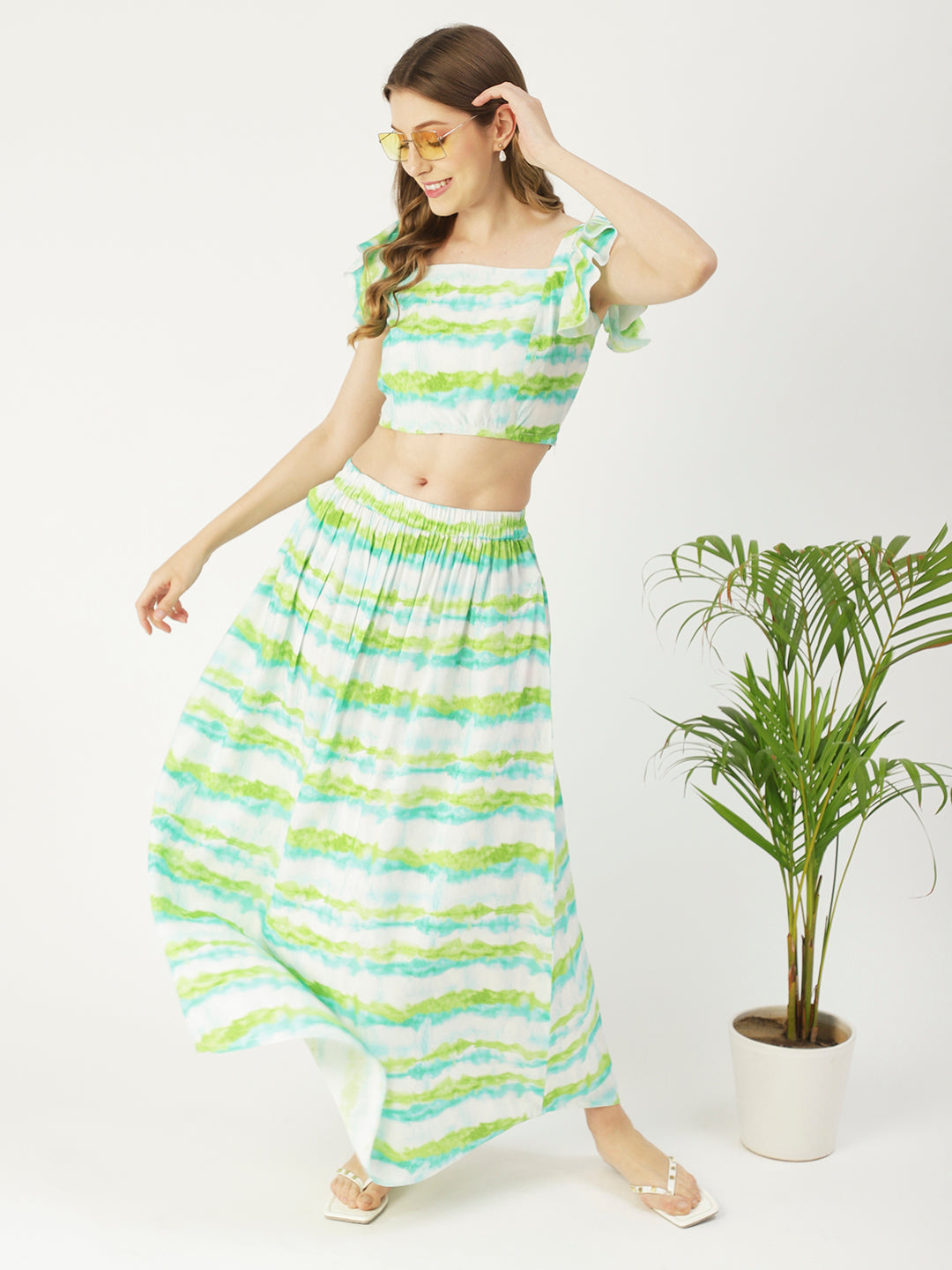 Summer Coord Set, Viscose 2 Pcs Crop