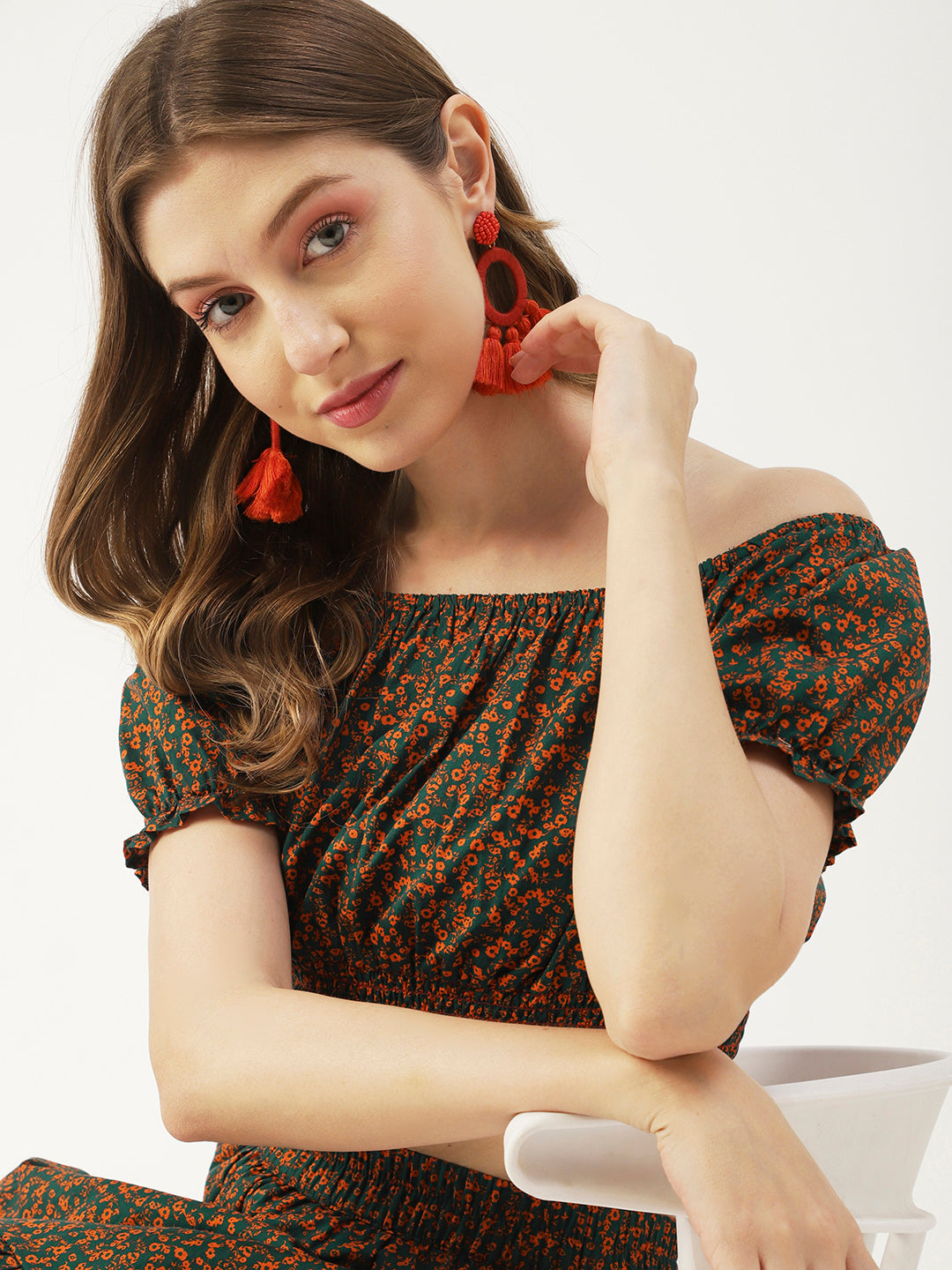Summer 2 Pcs Set, Off-Shoulder Crop