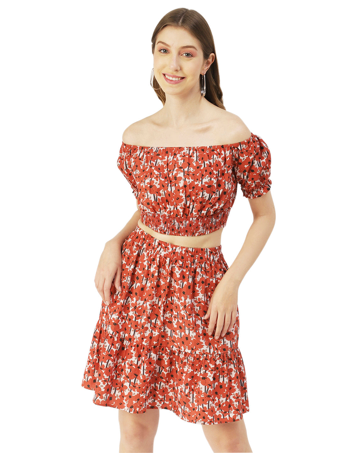 Summer 2 Pcs Set, Off-Shoulder Crop