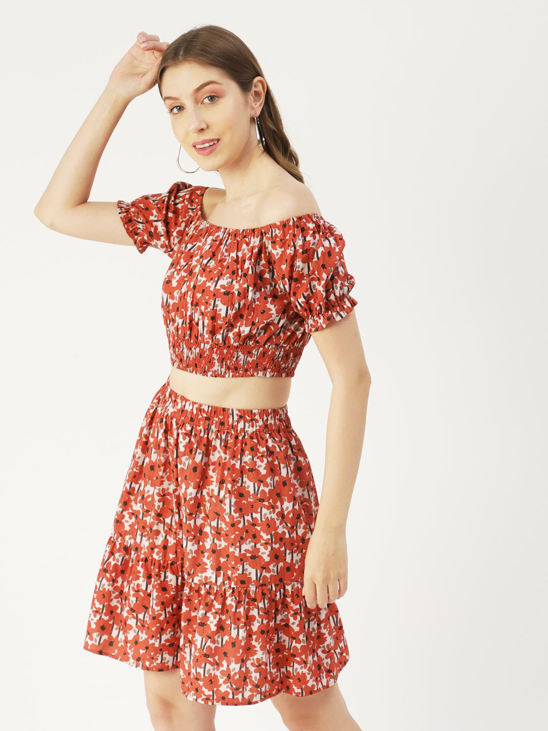 Summer 2 Pcs Set, Off-Shoulder Crop