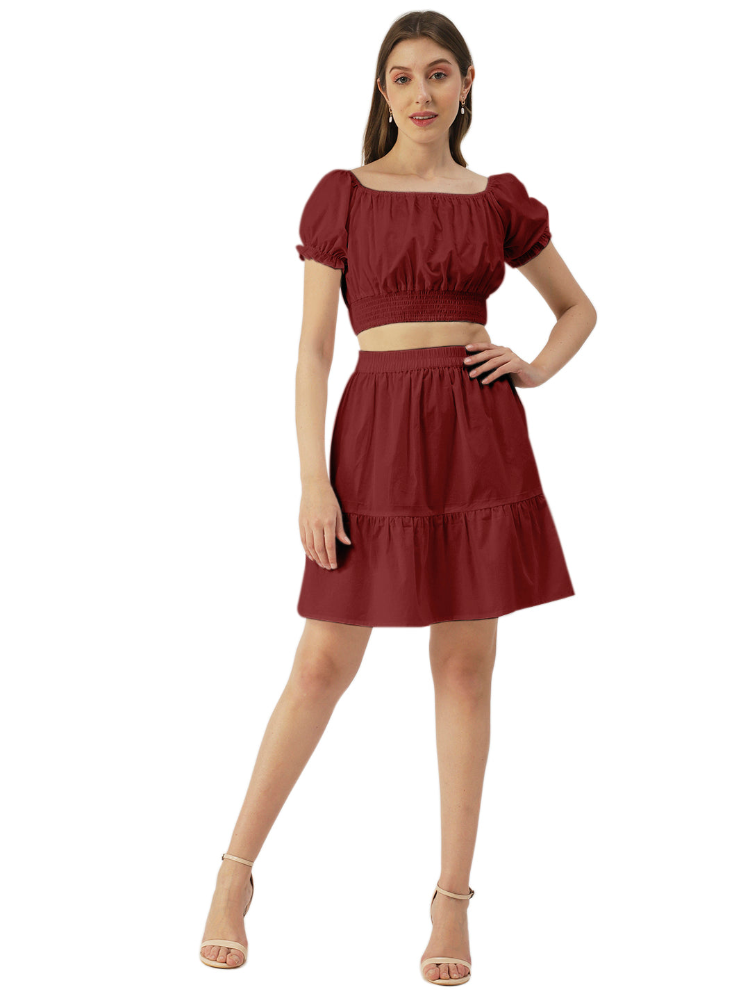 Summer 2 Pcs Set, Off-Shoulder Crop