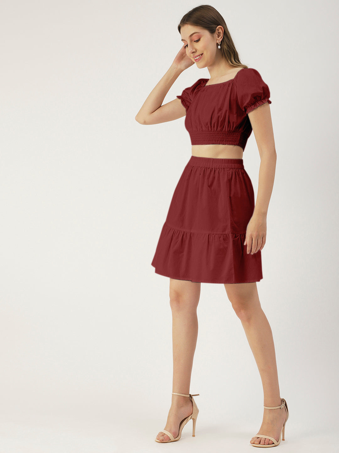 Summer 2 Pcs Set, Off-Shoulder Crop