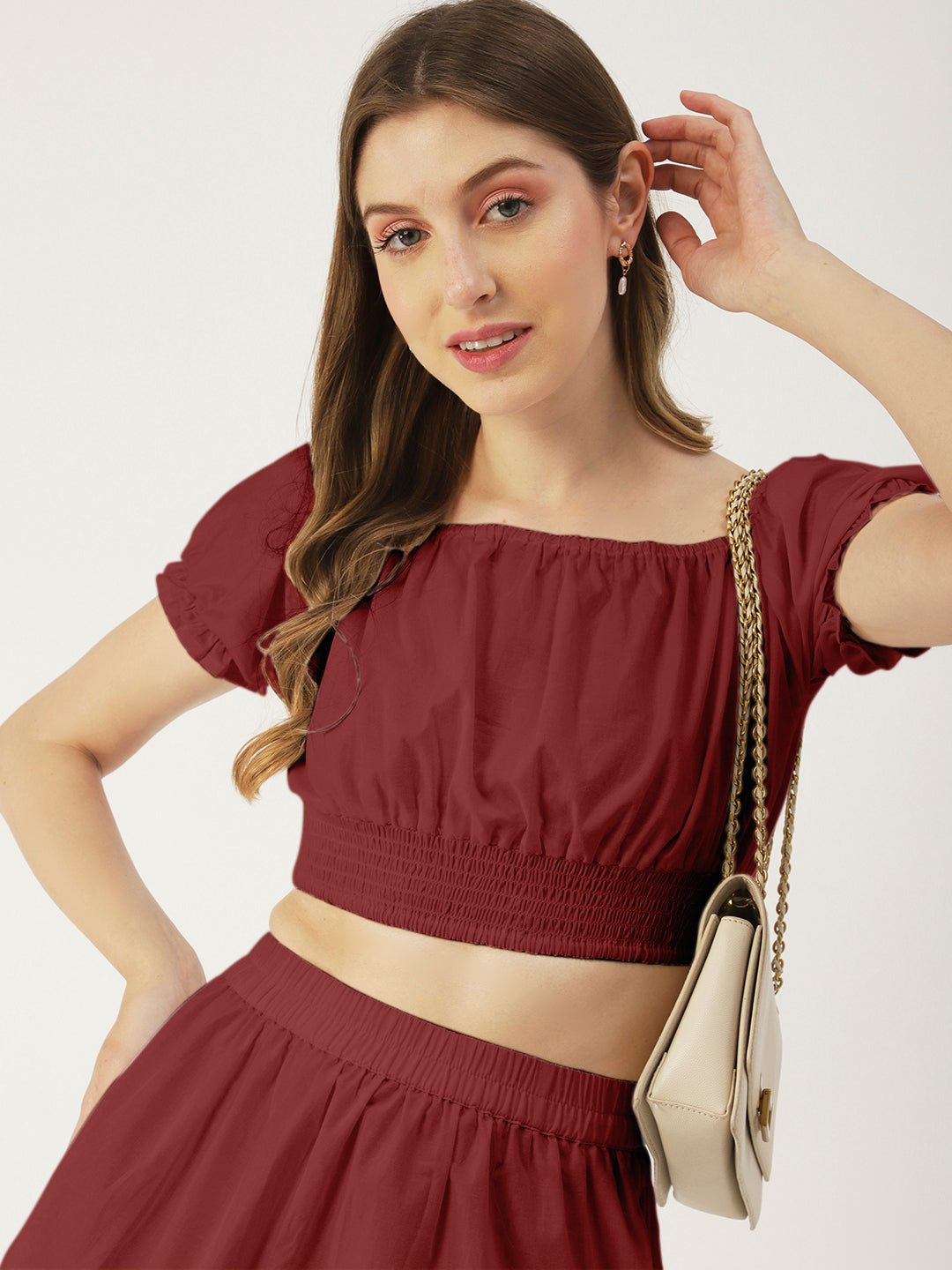 Summer 2 Pcs Set, Off-Shoulder Crop