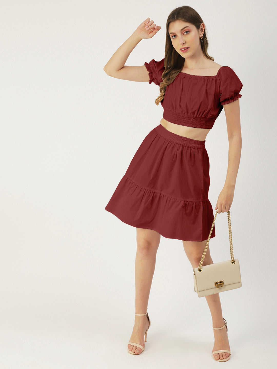 Summer 2 Pcs Set, Off-Shoulder Crop