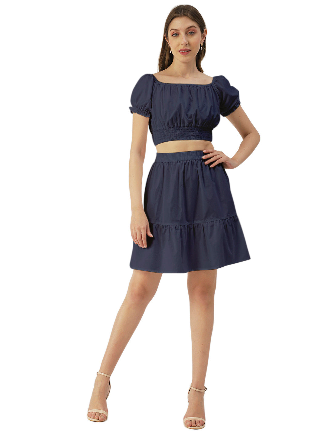 Summer 2 Pcs Set, Off-Shoulder Crop