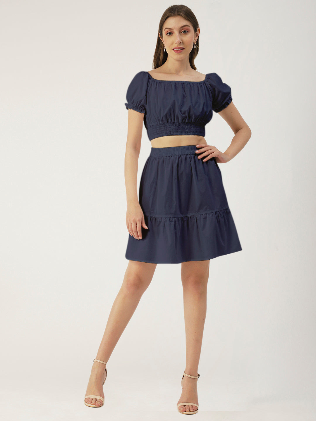 Summer 2 Pcs Set, Off-Shoulder Crop