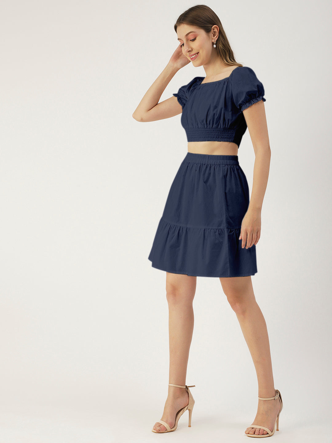 Summer 2 Pcs Set, Off-Shoulder Crop