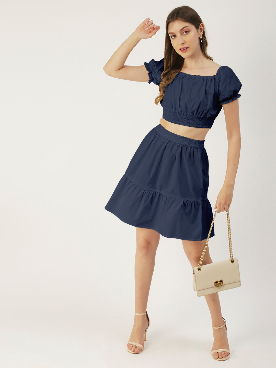 Summer 2 Pcs Set, Off-Shoulder Crop