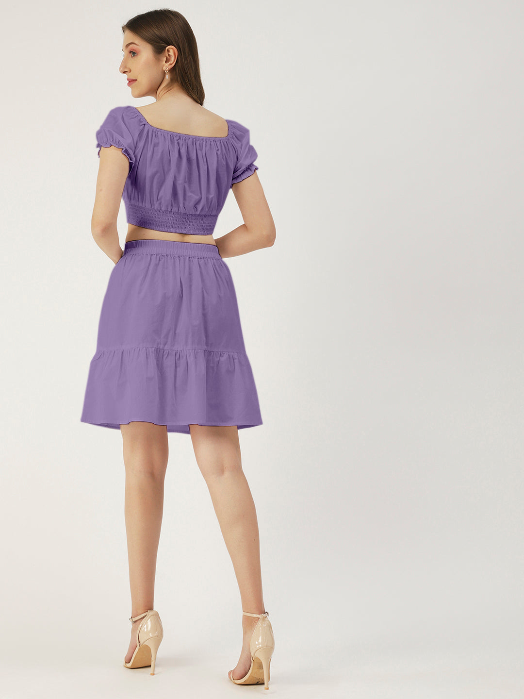 Summer 2 Pcs Set, Off-Shoulder Crop