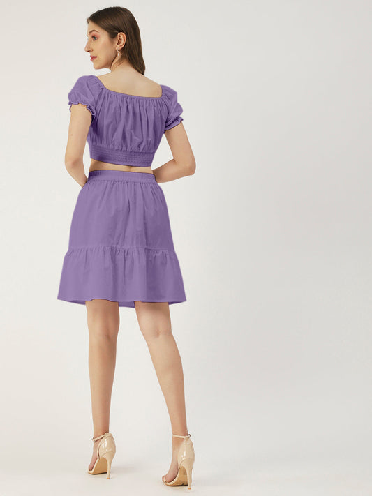 Summer 2 Pcs Set, Off-Shoulder Crop