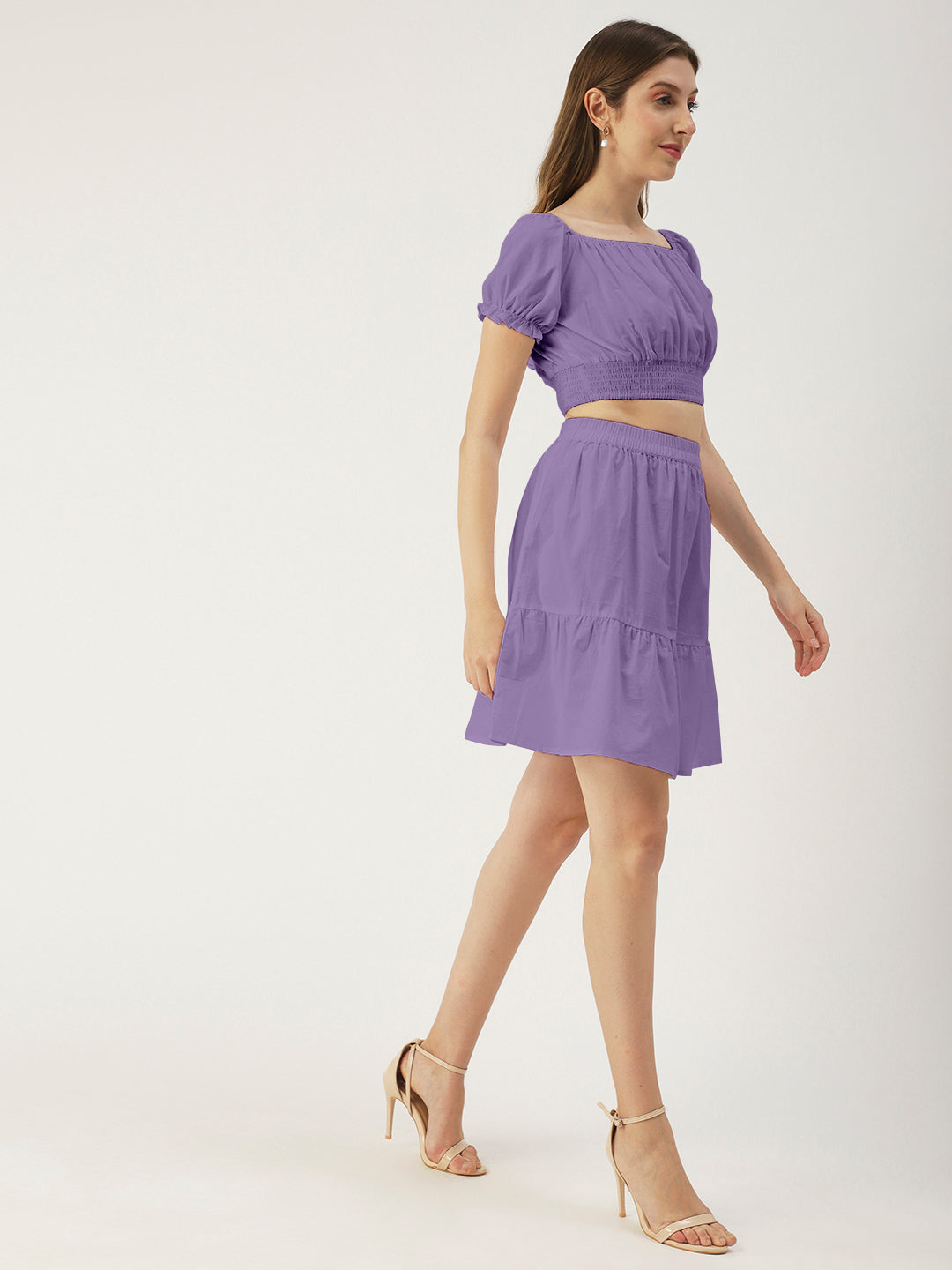 Summer 2 Pcs Set, Off-Shoulder Crop