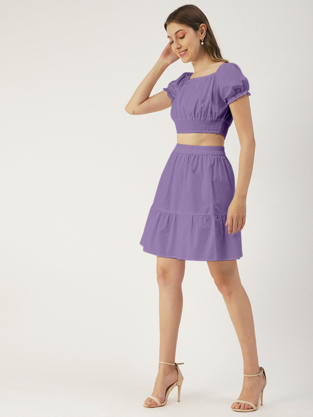 Summer 2 Pcs Set, Off-Shoulder Crop