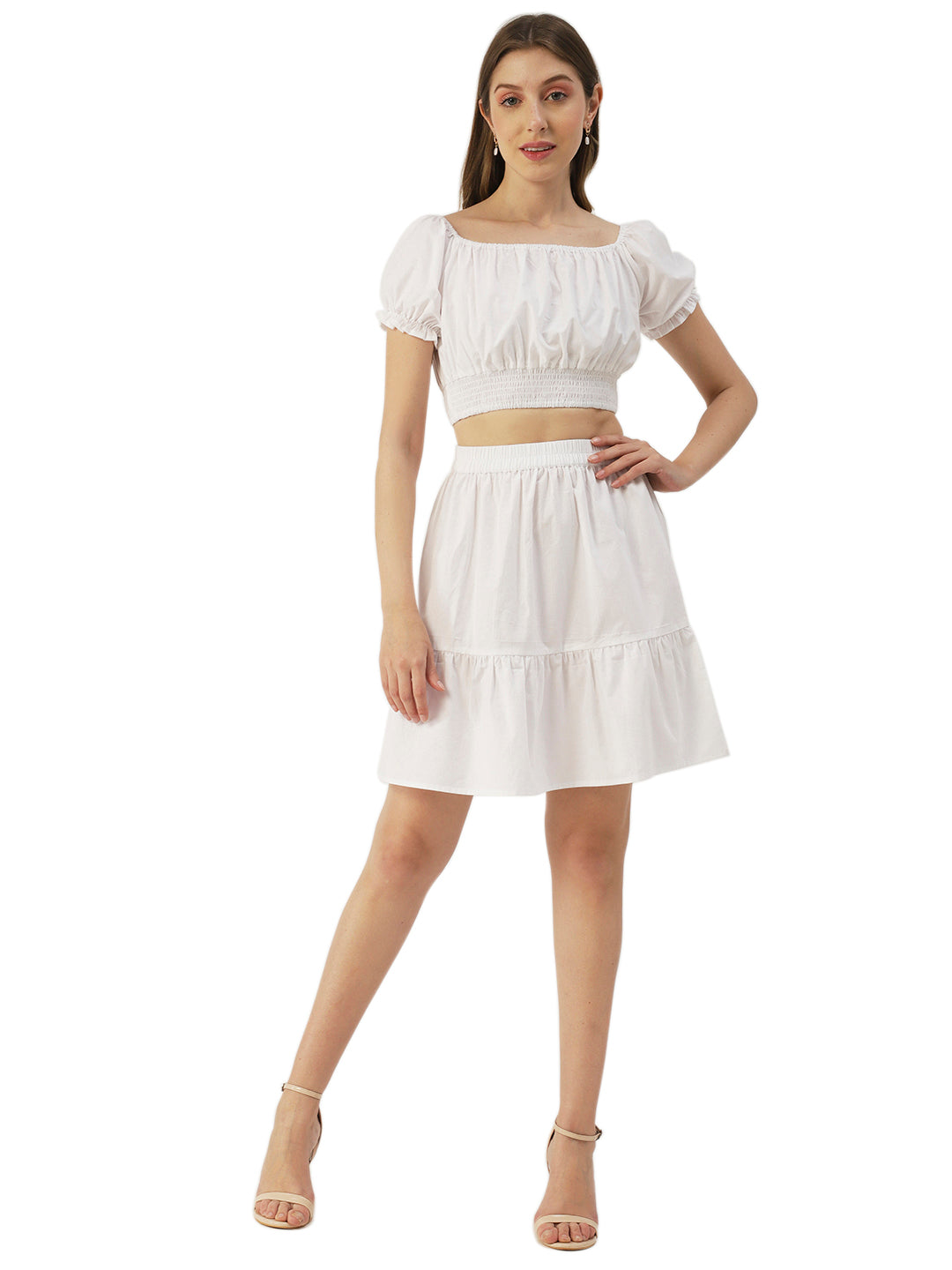 Summer 2 Pcs Set, Off-Shoulder Crop