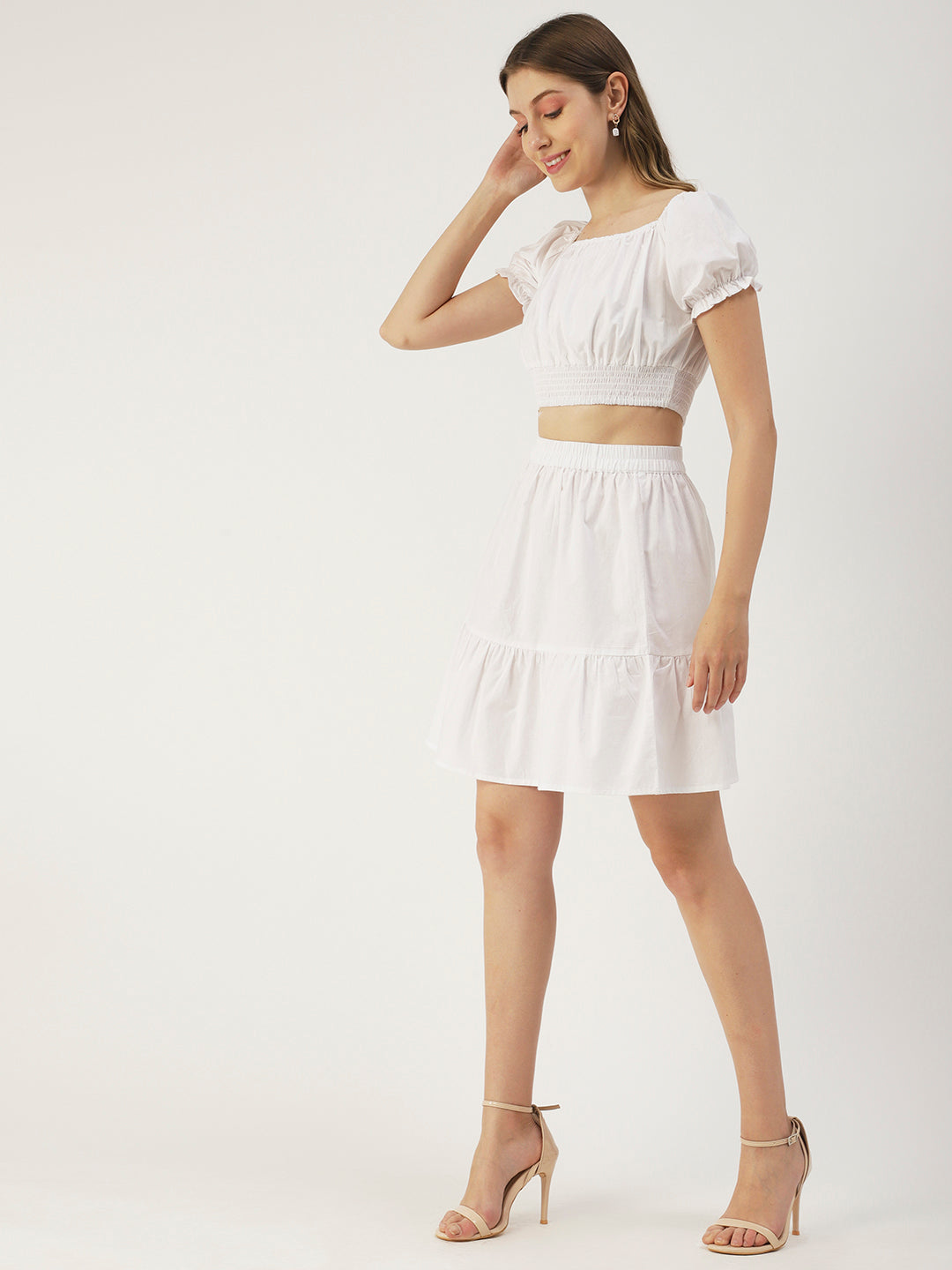 Summer 2 Pcs Set, Off-Shoulder Crop