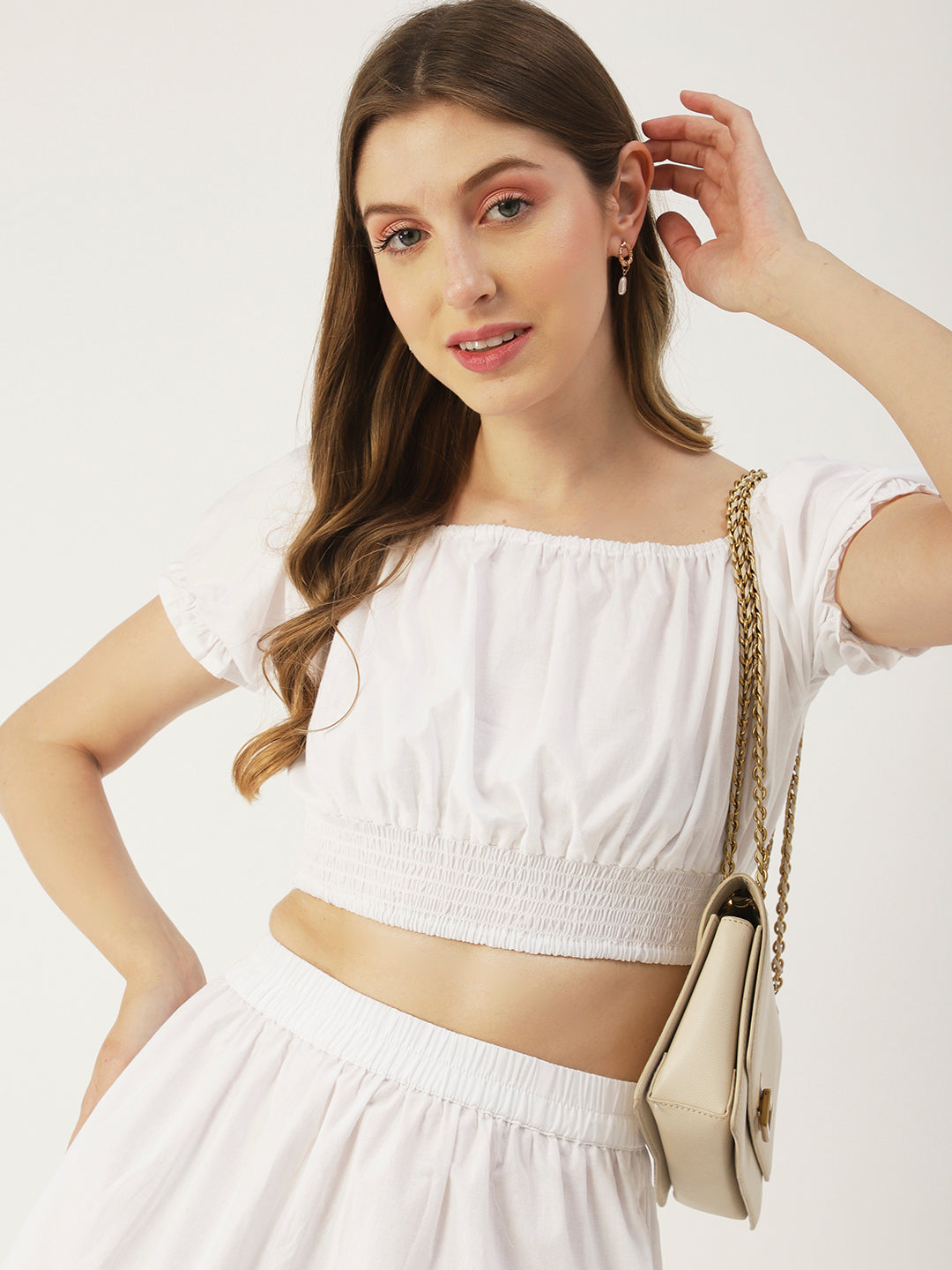 Summer 2 Pcs Set, Off-Shoulder Crop