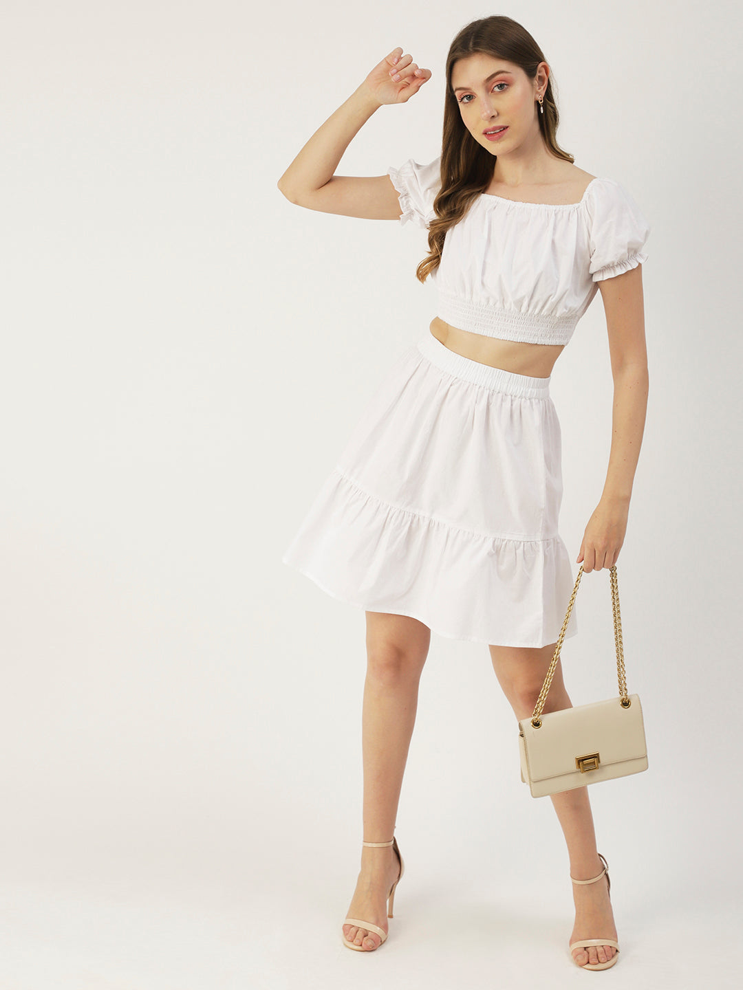 Summer 2 Pcs Set, Off-Shoulder Crop