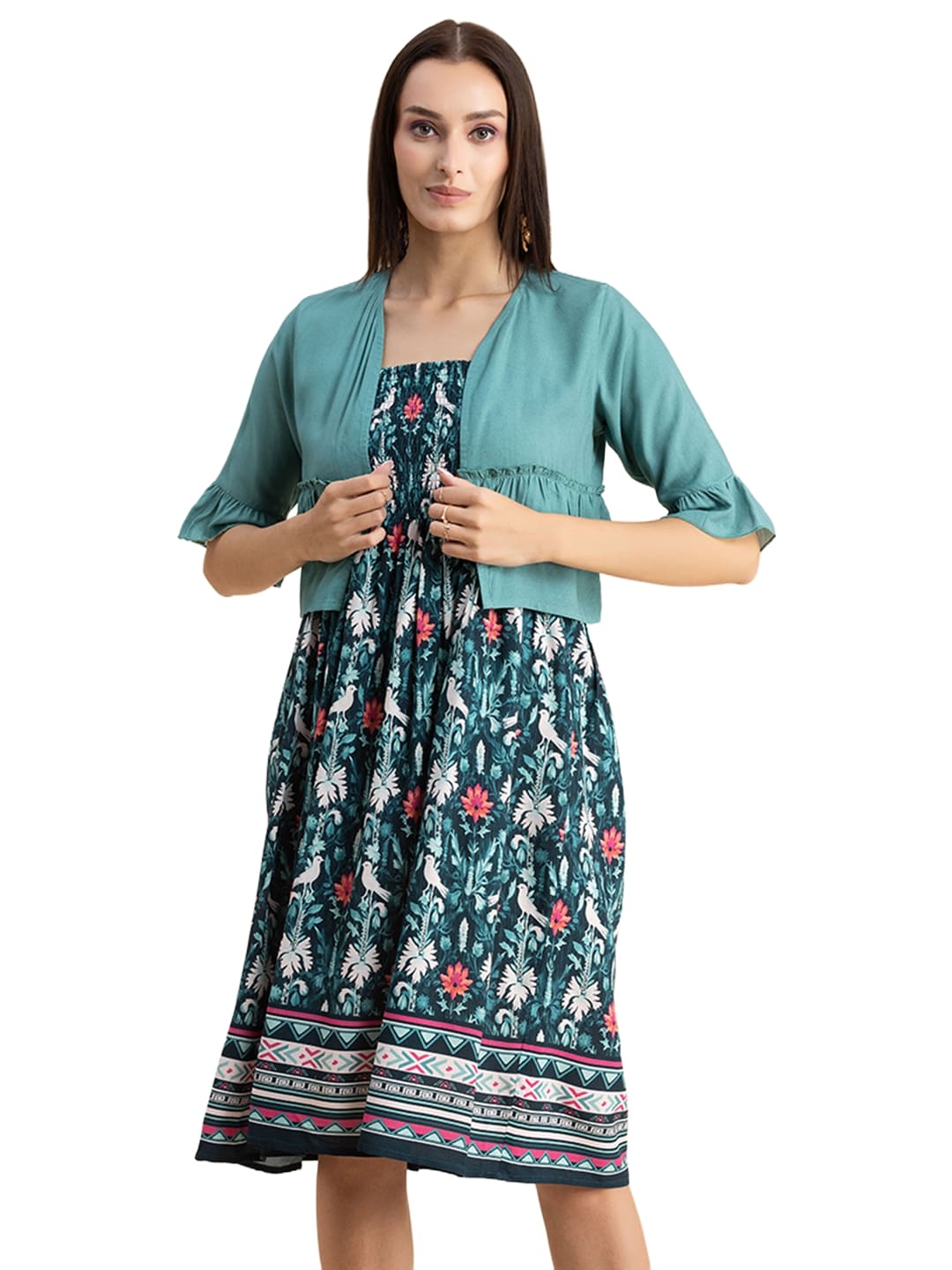 Viscose Rayon Co-Ord Set, Printed Dress