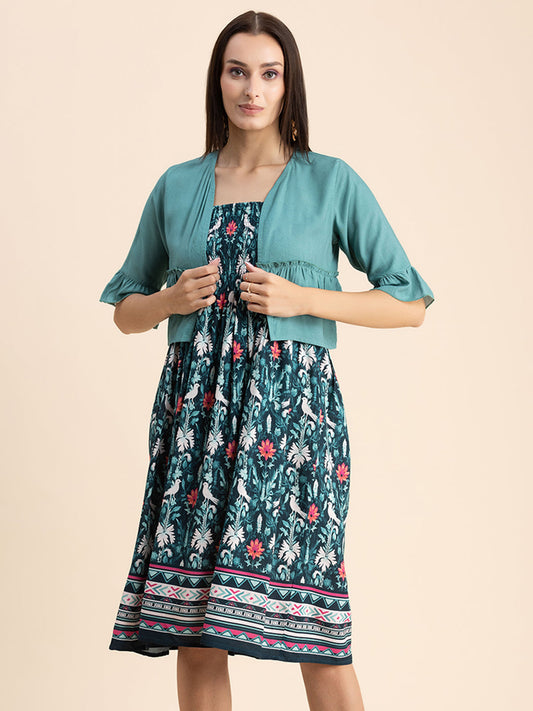 Viscose Rayon Co-Ord Set, Printed Dress