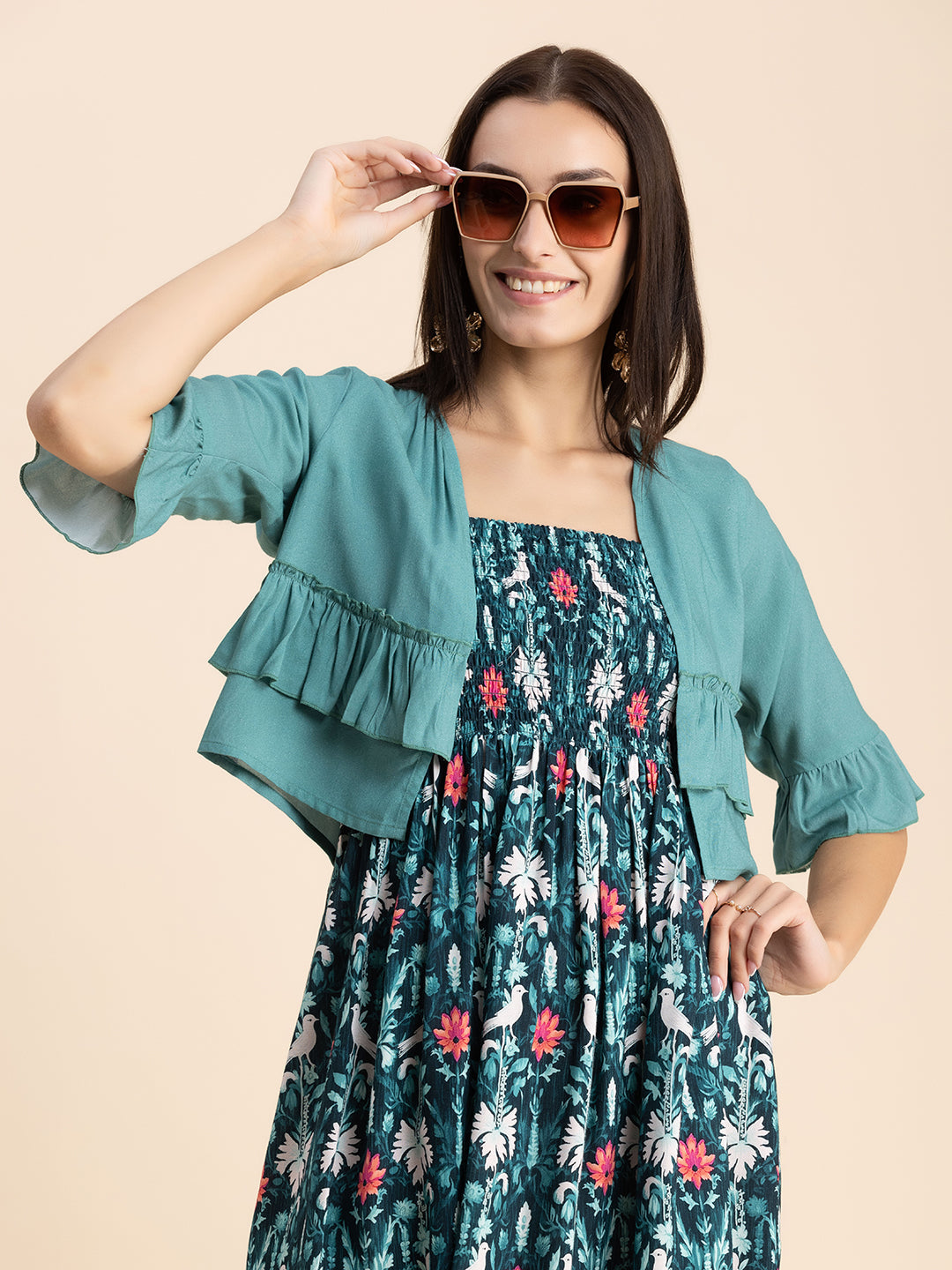 Viscose Rayon Co-Ord Set, Printed Dress