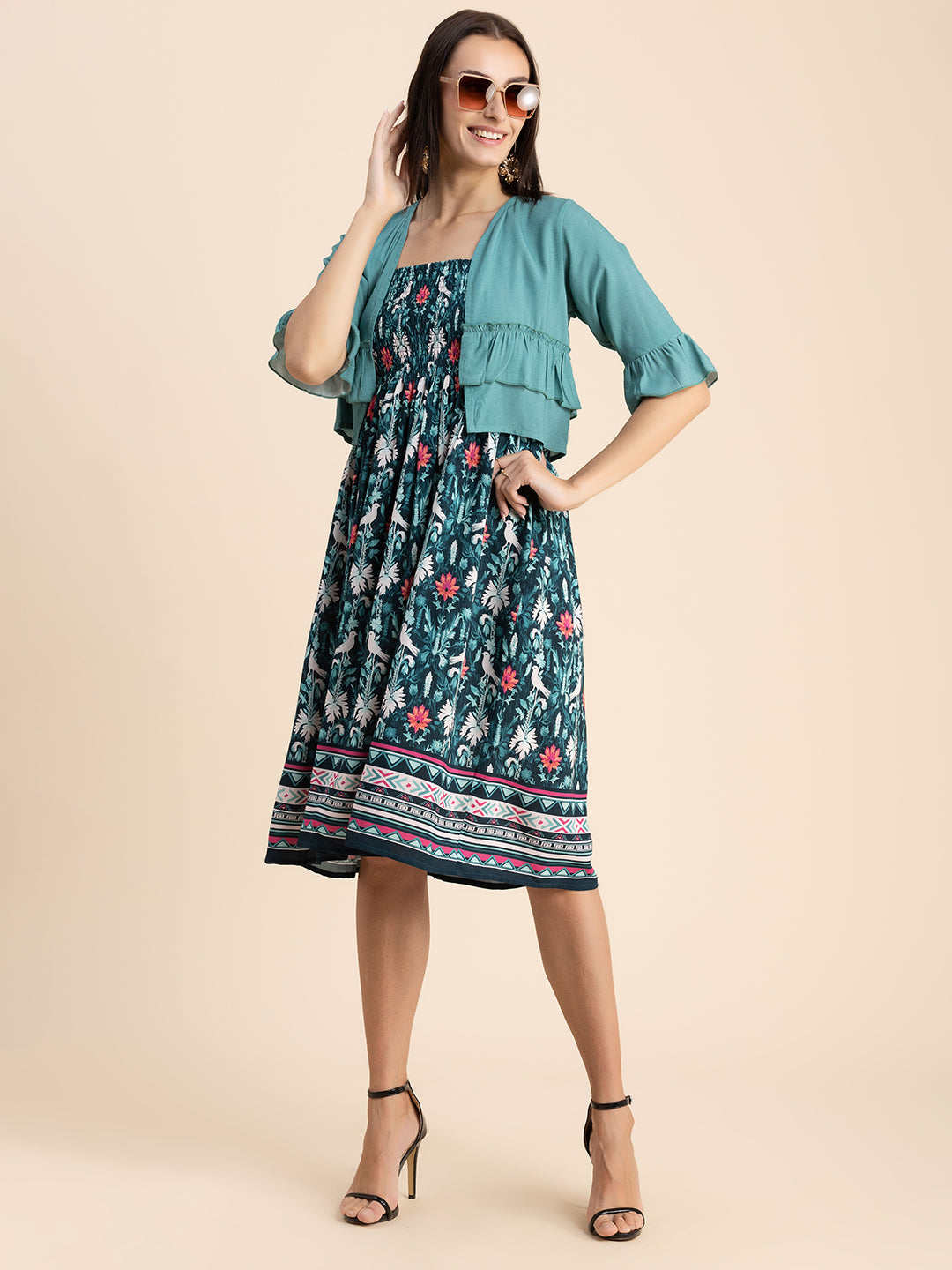 Viscose Rayon Co-Ord Set, Printed Dress