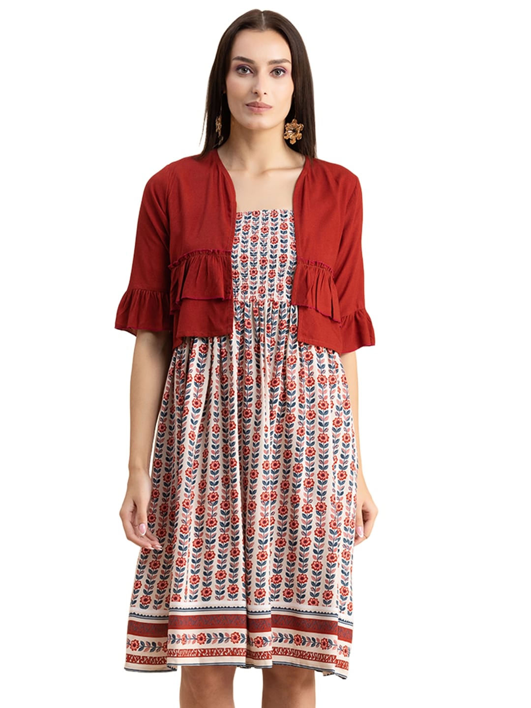 Viscose Rayon Co-Ord Set, Printed Dress