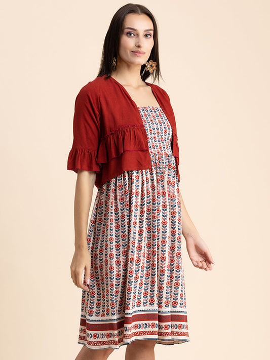 Viscose Rayon Co-Ord Set, Printed Dress