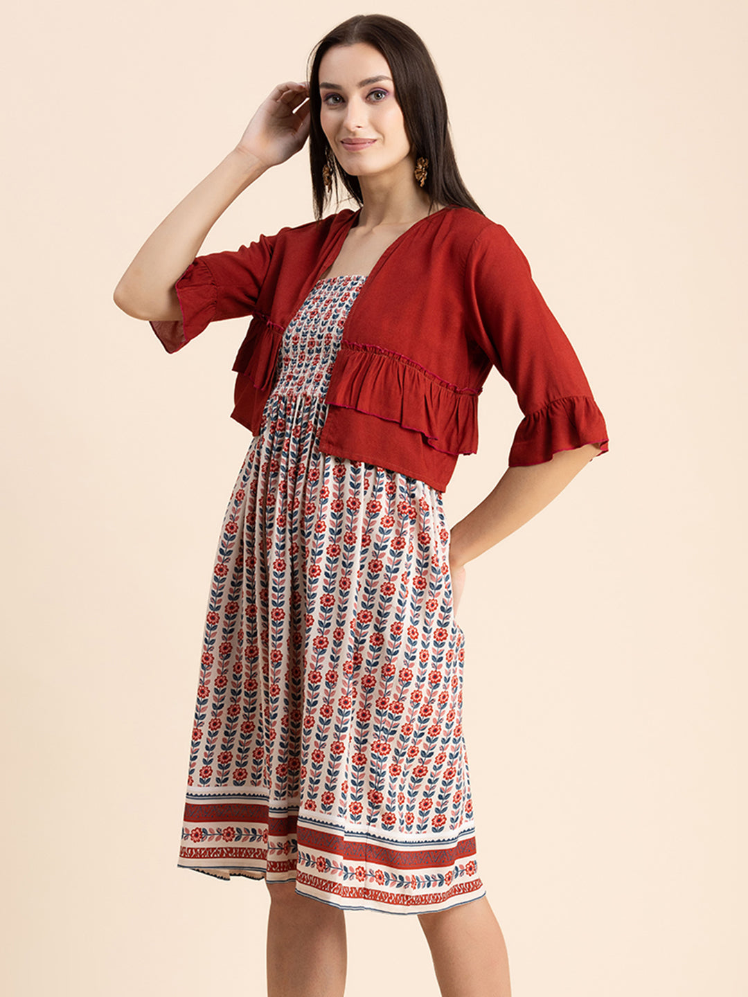 Viscose Rayon Co-Ord Set, Printed Dress