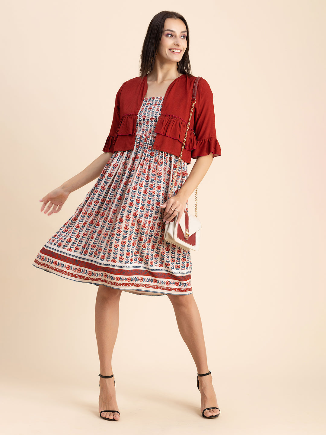 Viscose Rayon Co-Ord Set, Printed Dress