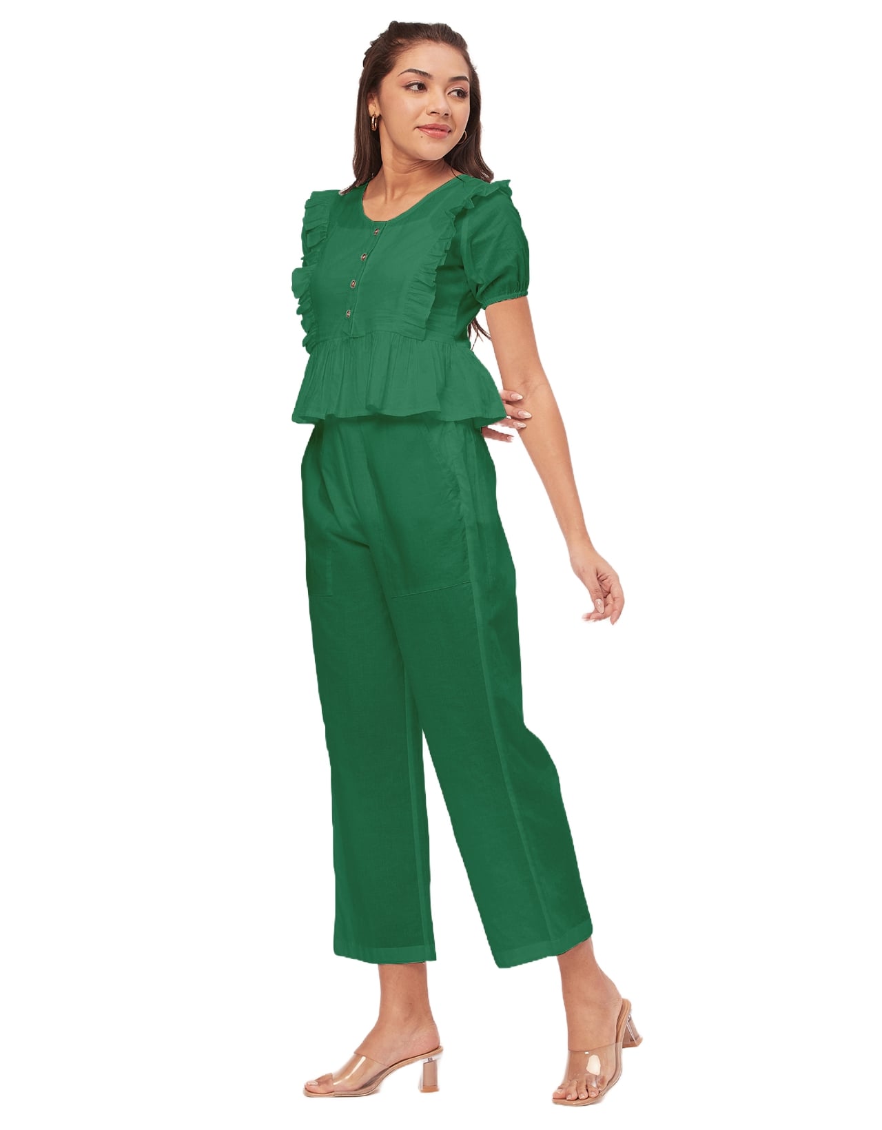 Solid Co-Ord Set, Cotton Top & Pajamas