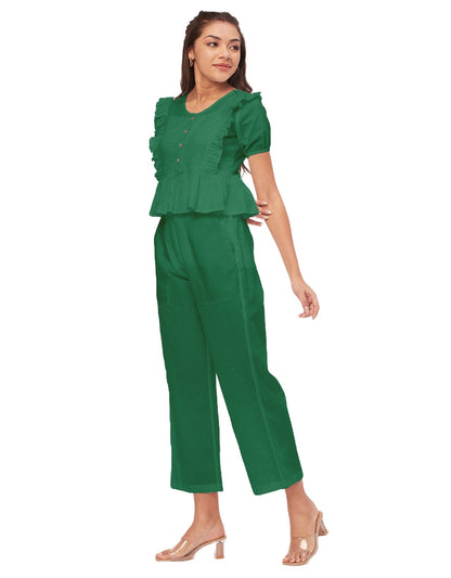 Solid Co-Ord Set, Cotton Top & Pajamas