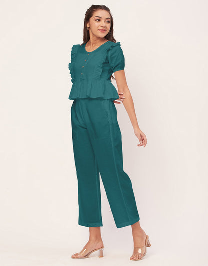 Solid Co-Ord Set, Cotton Top & Pajamas