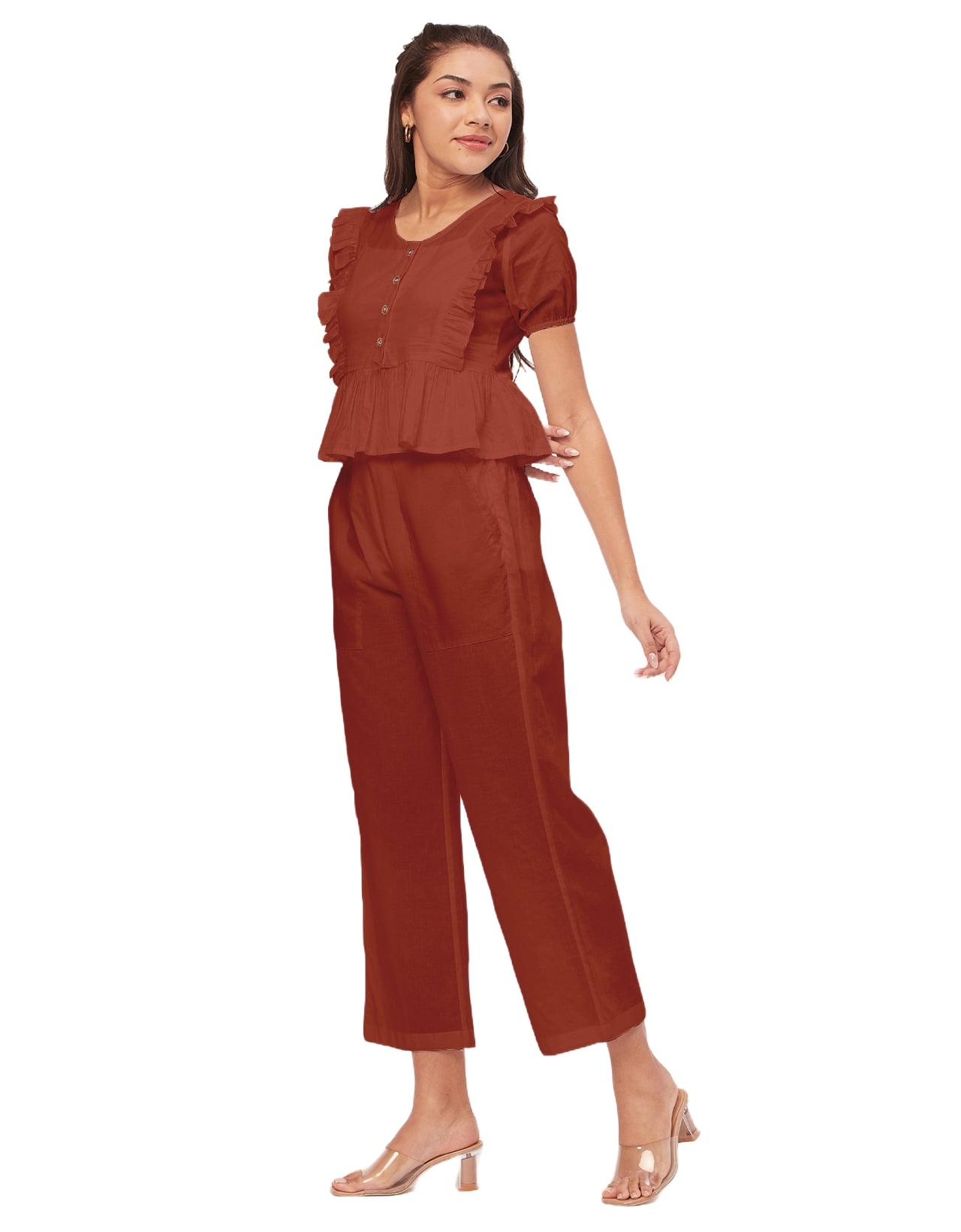 Solid Co-Ord Set, Cotton Top & Pajamas