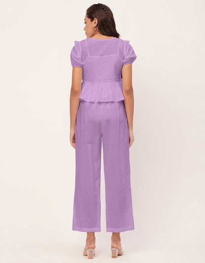 Solid Co-Ord Set, Cotton Top & Pajamas