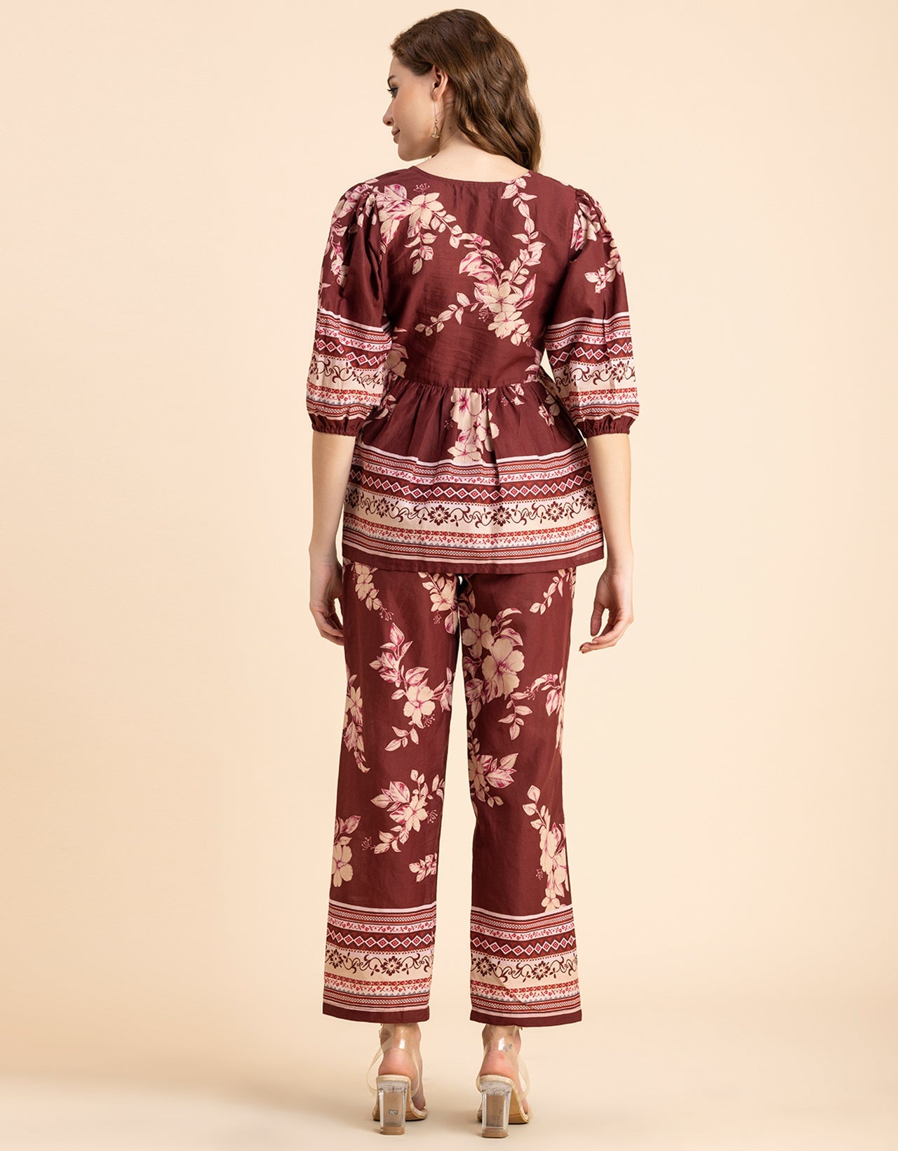 Printed 2 Pcs Coord Set, Cotton Top