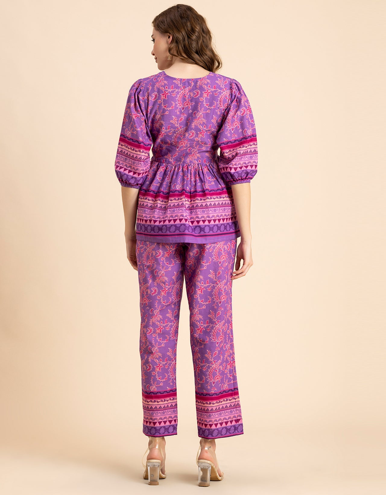 Printed 2 Pcs Coord Set, Cotton Top