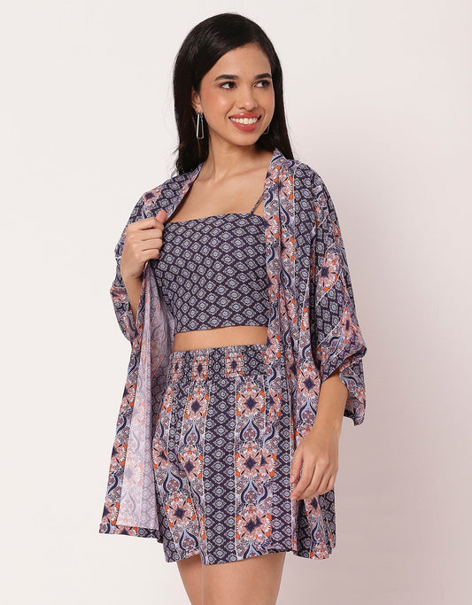 Women Printed 3 Piece Vacation Cord Set