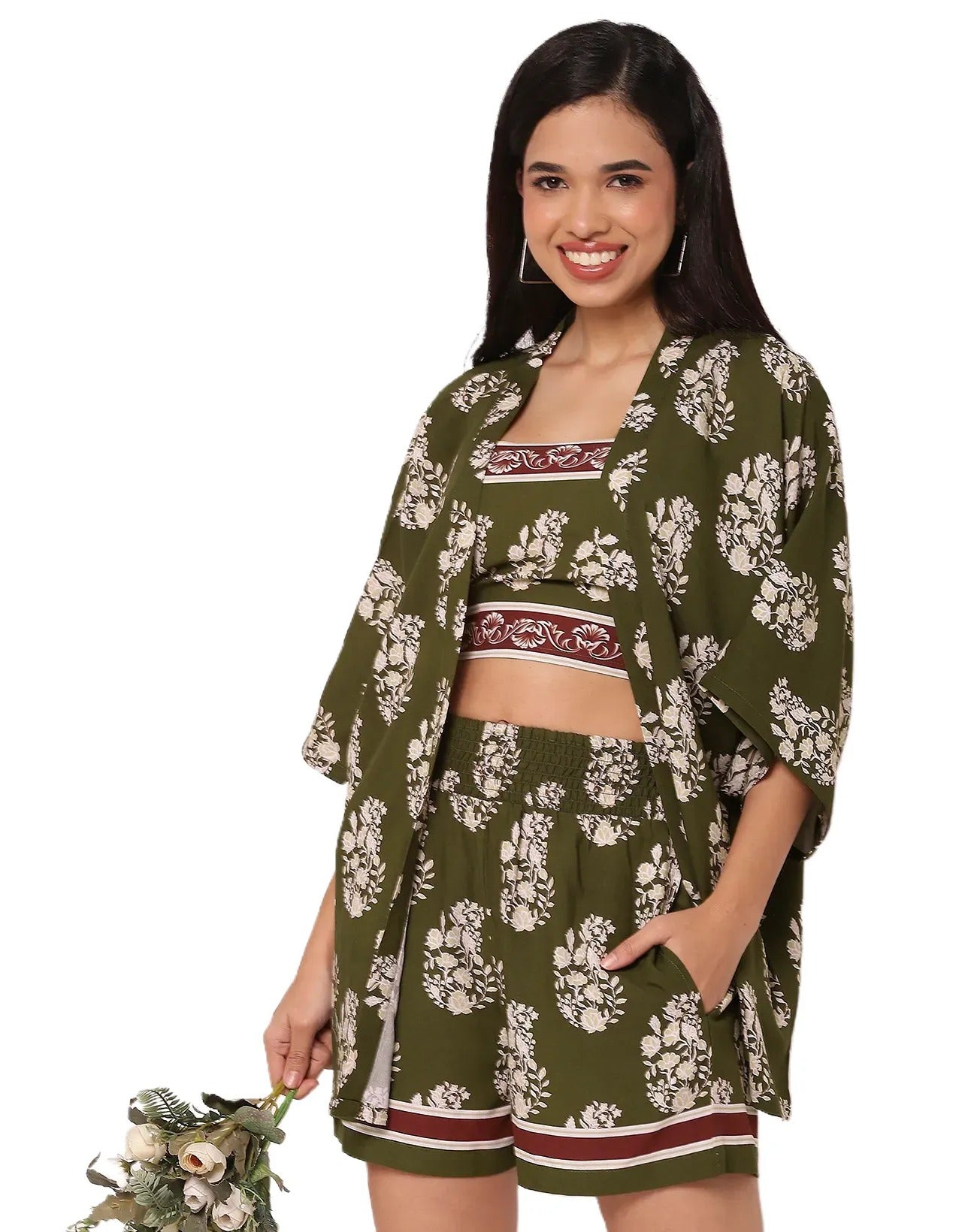 Women Printed 3 Piece Vacation Cord Set