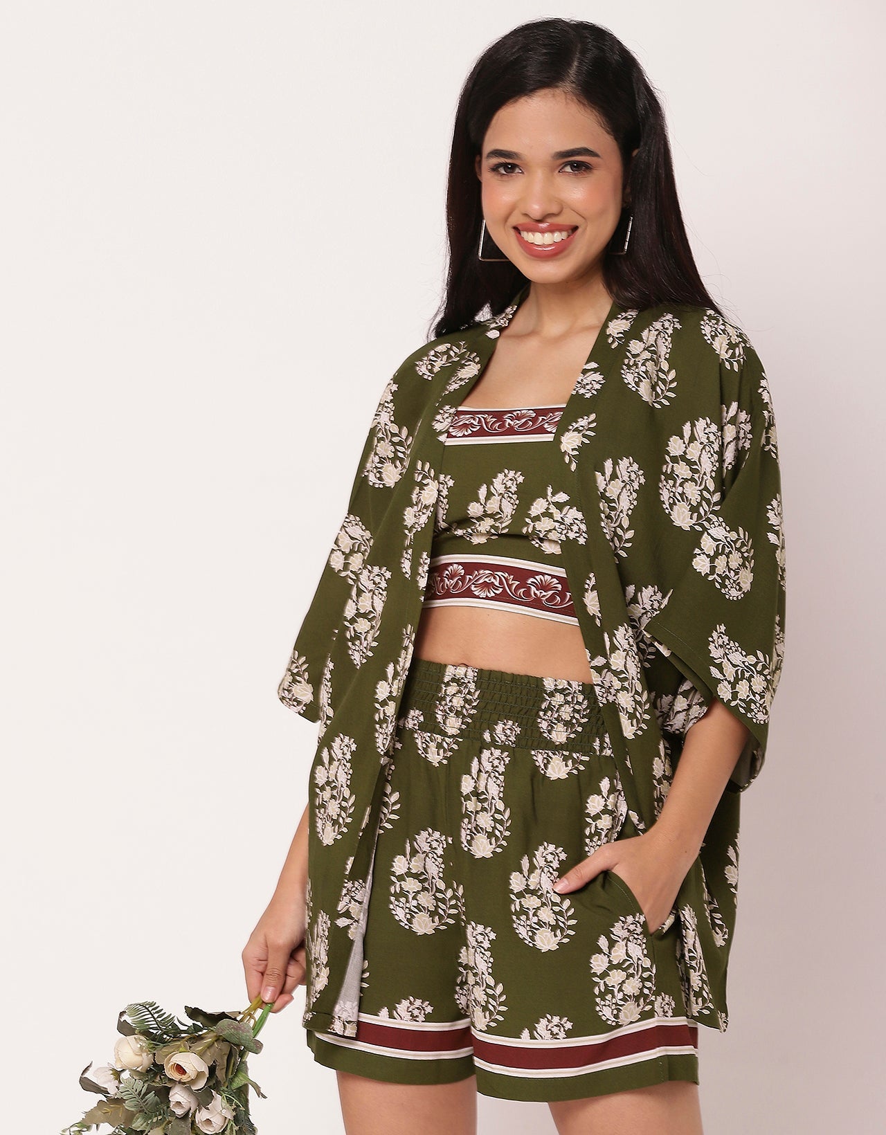 Women Printed 3 Piece Vacation Cord Set