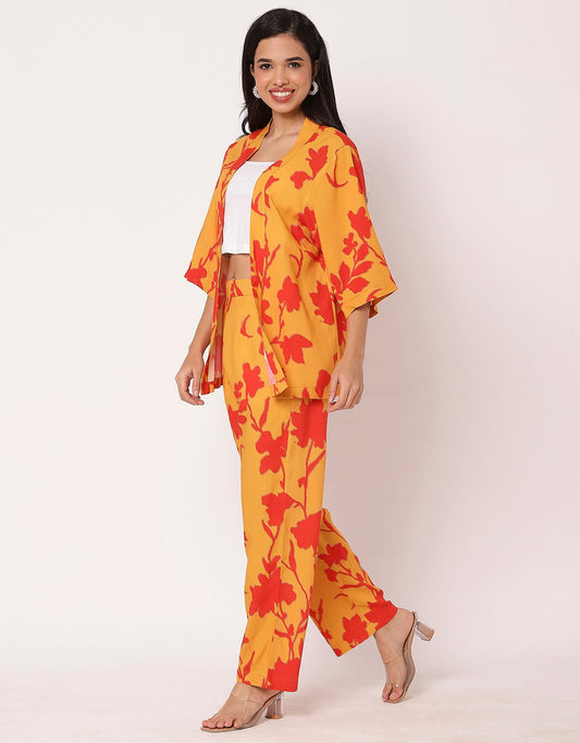 2Pcs Co-Ord Set Shrug With Pants For Women